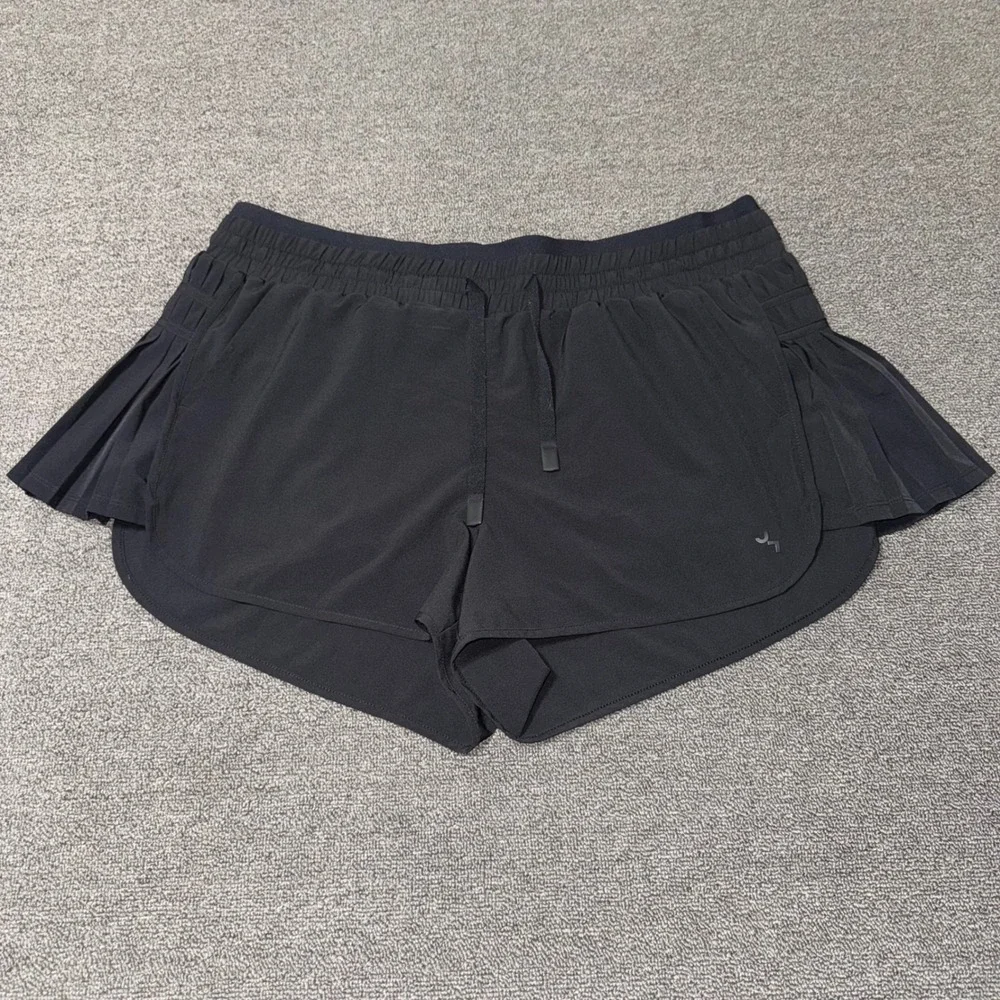 Joy Lab Black Pleated Side Running Shorts Women XXL Athletic Workout Lined